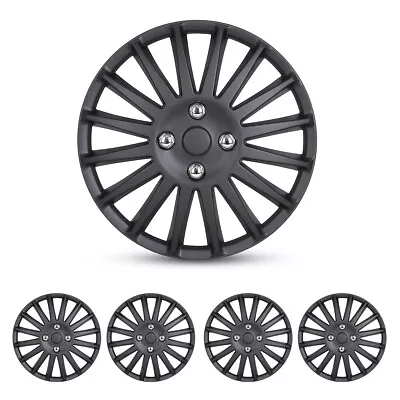 14  Black Matte Wheel Covers Snap On Full Hub Caps Fit R14 Tire & Steel Rim 4PCS • $36.99