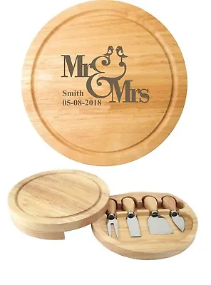 Personalised Engraved Cheese Board And Knife Set Wedding Birthday Christmas Gift • £19.95