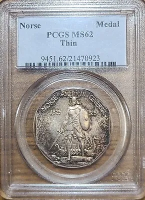 $350 • Buy 1925 Norse-American Centennial Silver Medal PCGS MS62 Thin Planchet