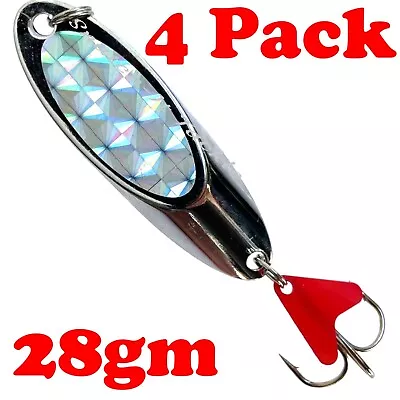 4 Fishing Lures Metal Slice Jigs Spinner Bait Spoon Tackle Salmon Tailor Macks • $12.99