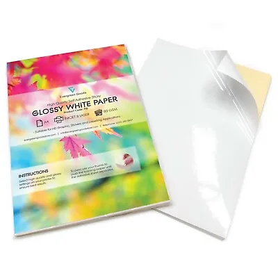 White GLOSSY Label A4 Self Adhesive Sticker Paper Home Printer Multi Purpose  • £5.09