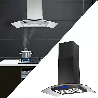 30/36 Inch Island Range Hood 900CFM Black/Sliver Stainless Steel Vent W/LEDs New • $295.99