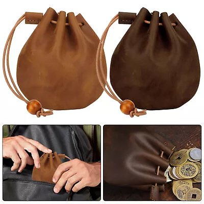 Leather Wallet Coin Pouch Case Drawstring String Bag Small Purse For Men Women • $10.98