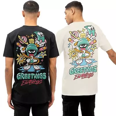 Looney Tunes Mens T-shirt Marvin The Martian Greetings Earthlings Official • £10.49