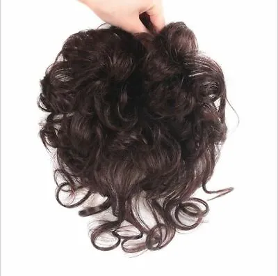 100% Human Hair Wig Curly Hairpiece Topper Toupee Top Clip Short Wigs Women Men • $24.99