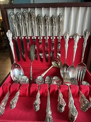 VTG WM Rogers & Son Extra Silverplate Silverware Flatware Set & Case 71 Pieces • $175