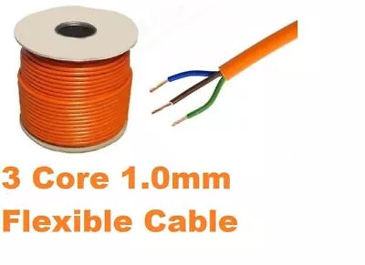 Orange 3 Core Flexible Flex Mains Wire Cable 1m - 100m 1.0mm 10Amp 3183Y • £1.74