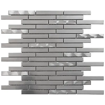 Brushed Nickle Stainless Steel Metal Swirling Insert Mosaic Tile Wall Backsplash • $28.95