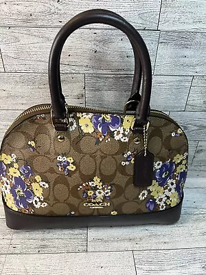 Coach Sierra F31968 Print Flower Floral Satchel Bag Purse Brown/purple_rare • $112