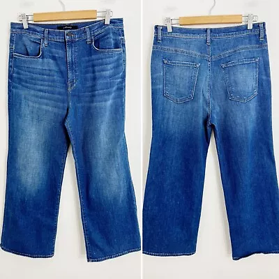 J Brand Blue Denim Striker High Rise Joan Crop Wide Leg Ankle Cropped Jeans 32 • $65.99