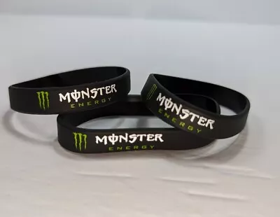 Lot Of 3 Monster Energy Official Collectible - Wristband Rubber Band Wrist Black • $8.99