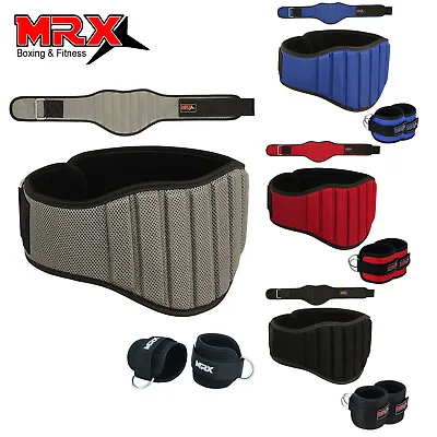 MRX Weight Lifting Belts With D Ring Ankle Strap Fitness Gym Training Workout • £27.01