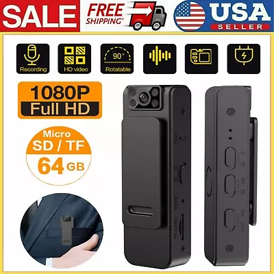 Mini Police Camcorder Full HD 1080P Night Vision DV With 90° Rotating Lens US • $18.91