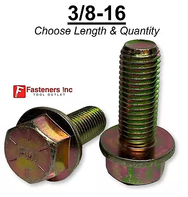 3/8-16 Grade 8 Flange Frame Bolt Yellow Zinc Plated (All Sizes & Qty's) 3/8  • $269.91
