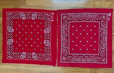 Lot Of 2 Red Cotton Crafted With Pride In America Vintage Bandanas RN13960 • $20.99