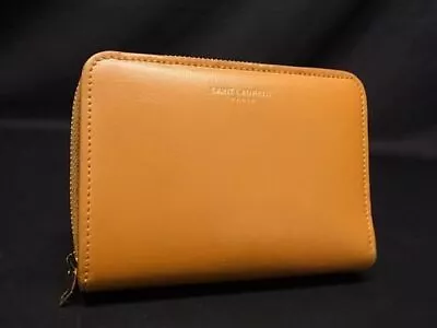 SAINT LAURENT Zippy Short Wallet Leather Light Brown YSL Women Authentic • $269.40