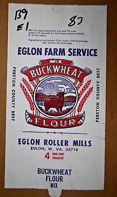 $15 • Buy Vintage Sack Paper Bags - EGLON FORM SERVICE, BUCKWHEAT FLOUR, EGLON WEST VA 03