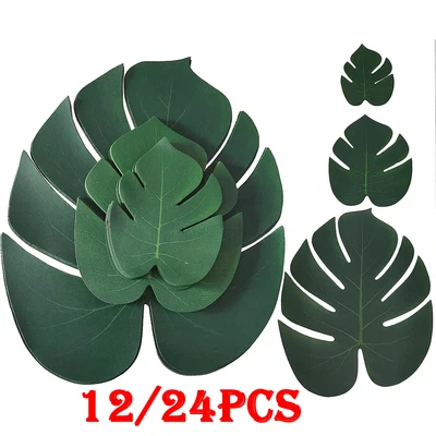 £6.99 • Buy 24 X Tropical Hawaiian Jungle Foliage Artificial Palm Leaves Luau Party Decor UK