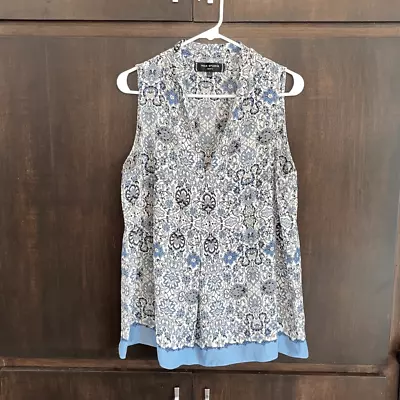 Max Studio Edit Blue Floral Print Sleeveless Top Large • $20