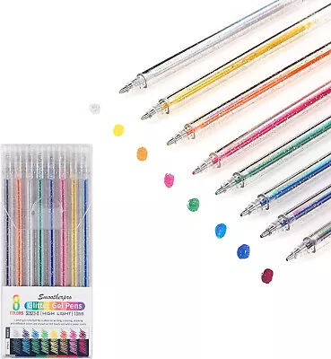 Metallic Gel Pens 8 Pack 1.0mm Bold Glitter Colored Pen For Coloring Books • £8.59