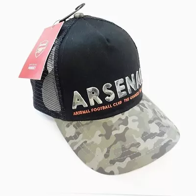 Arsenal FC Official Black Camo & Mesh Snapback Baseball Cap Hat - New With Tag • £12.99