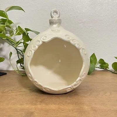 $30 • Buy Vintage Hanging Ceramic Planter Plant Pot Iridescent White Mid Century Modern