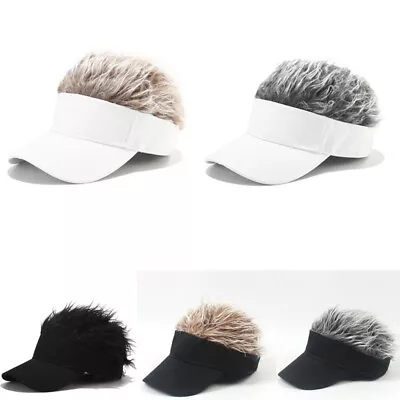 Men Women Fake Flair Hair Hats Baseball Outdoor Sports Golf Visor Wig Hat Cap • $14.24