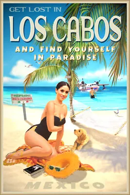 Los Cabos Mexico Travel Poster Baja California Beach Pin Up Art Print 353 • $31.50