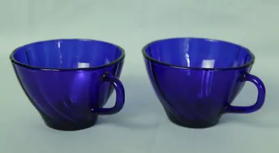 Duraflex Rivage COLBALT BLUE 2 CUP S (SET Of TWO) Vereco France Swirl • $9.79
