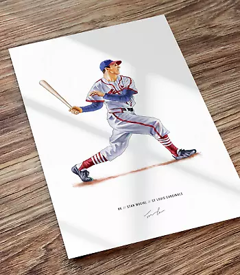 Stan Musial St Louis Cardinals Baseball Illustrated Print Poster Art • $19