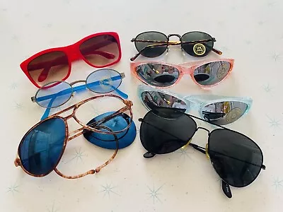 Big Lot Of 7 Vintage Sunglasses Eyewear Frames 80s Retro Unisex Rad Deadstock • $14.99