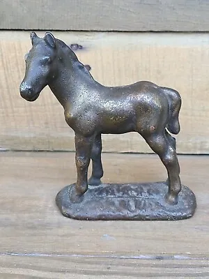 Vintage Heavy Metal Cast Iron PONY HORSE Statue Statuette Figurine 5 3/4  Tall • $31.88
