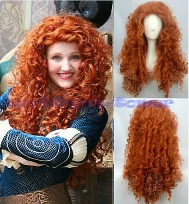 Long Orange Curly Wave Wig Synthetic Hair Cosplay Party Costume Wigs Heat Safe • $20.89