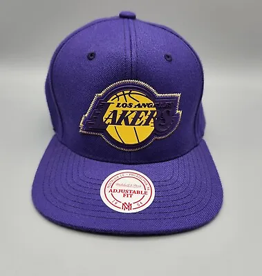 Los Angeles Lakers Cap Hat Mitchell & Ness  NBA Snapback Purple Yellow Nostalgia • $15.90