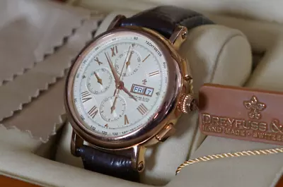 Dreyfuss & Co. 1925 Rose Gold Chronograph 44mm Auto Valjoux 7750 Men's Watch • $649