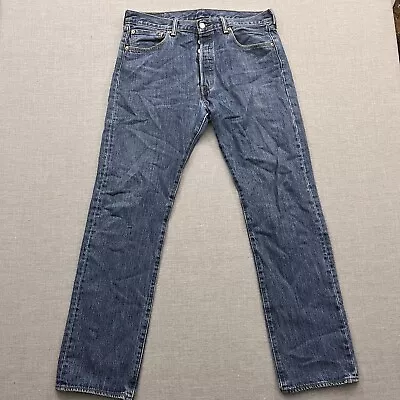 Levis 501 Jeans Mens Size 34x34 Blue Denim Button Fly Straight Leg • $26.95