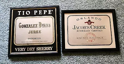 2 Vtg Bar Mirror Signs Liquor JACOBS CREEK WINE & TIO PEPE GONZALEZ BYASS SHERRY • $22.99