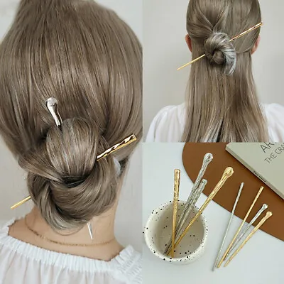 $2.79 • Buy Alloy Hairpin Chopstick Minimalist Hair Fork Coiled Hair Convenient Hair Stick
