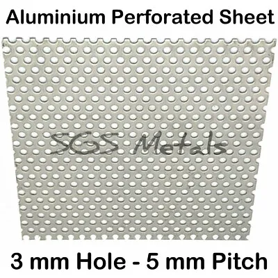 £3.50 • Buy PERFORATED ALUMINIUM SHEET 3mm Hole 15 Popular Sizes Precision Guillotine Cut