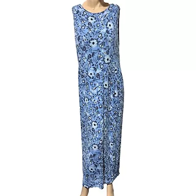 J. Jill Women’s Maxi Dress Sleeveless Floral Print Size L Large Blue White • $25