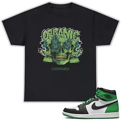 Organic Unisex T-shirt To Match Jordan 1 Lucky Green Vintage Skull Weed 4:20 • $26.31