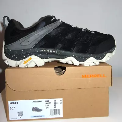 Merrell Men's Moab 3 Hiking Shoes BLACK NOIR J036281W US Size 11 W EU 45 • $39.99