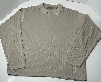 Lord &Taylor Men's Sweater 1/4 Button Pullover Casual Classics Large Oatmeal • $24.99