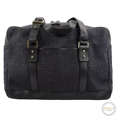 LNWOT Dunhill London Blue Grey Wool Plaid Leather Details Weekender Bag • $97