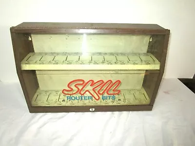 Vintage Large Metal Skill Router Bits Hardware Tool Store Display Case • $119.95