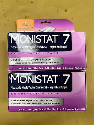 2 New Monistat 7 Combination Pack - 2 Tubes Of Cream & 7 Applicators Each Box • $25