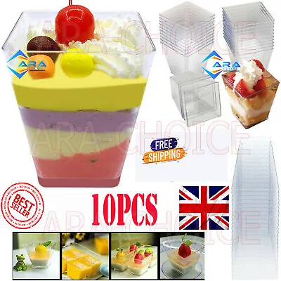 10-100pcs 60ml Square Disposable Plastic Flower Ice Cream Cup Bowl Dessert Bowls • £4.95