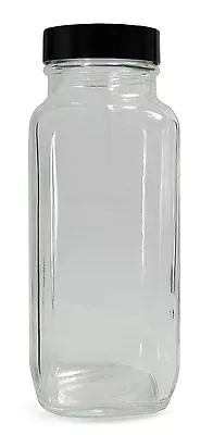 1.Qorpak Wide Mouth Clear Thick Glass French Square Bottle Jar 8 Oz 240ml 1 Or 8 • $3.99