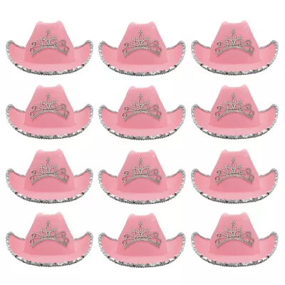 Pack Of Pink Cowboy Hats With Tiara Cowgirl Fancy Dress Costume Hen Night Lot • £83.99