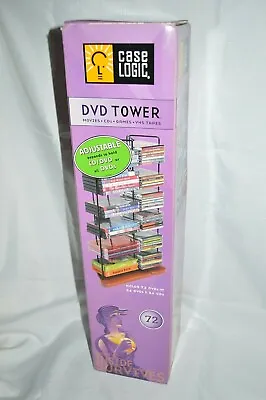 NW CASE Logic DVD CD Tower RACK Storage METAL Frame WOOD Base Contemporary SLEEK • $31.49